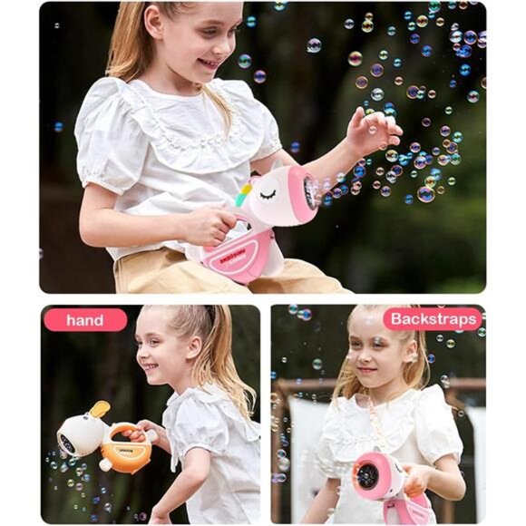 Bubble Machine Gun with Lights Music, Portable 360°Leak Proof Automatic Bubble - Picture 4 of 7